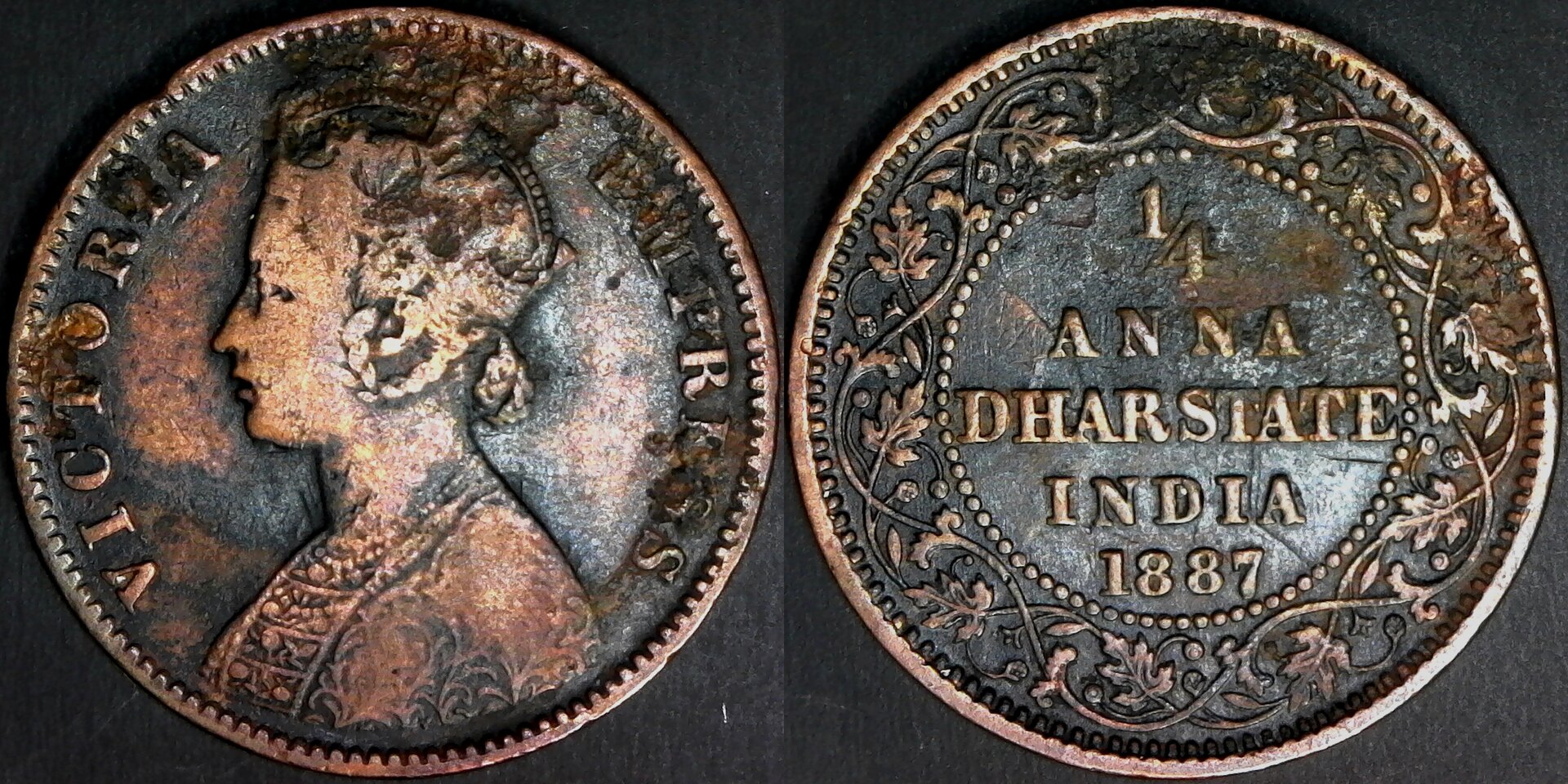 India Dhar State Qyr Anna 1887 obv-side.jpg