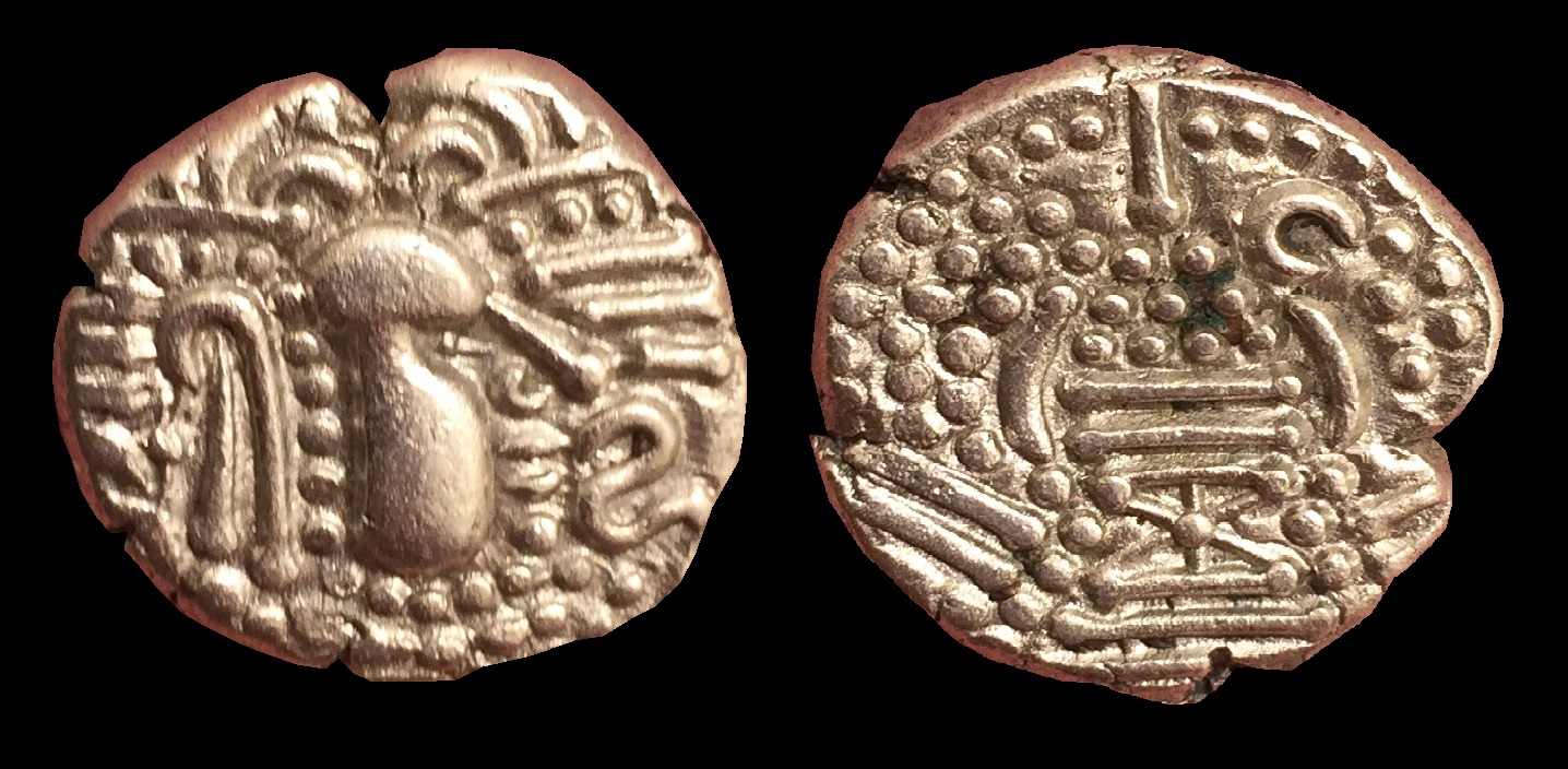 INDIA, Gadhaiya Paisa, c. 1000 AD, Sassanian style bust rt fire altar.jpg