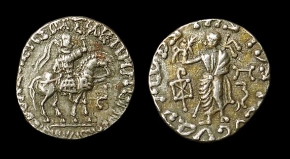 India Indo-Scythian King Azes I 57-30BCE AR Drachm.JPG