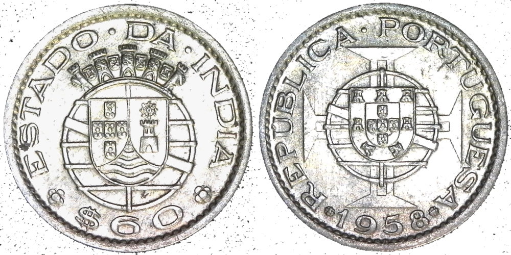 INDIA, PORTUGUESE - 1958 60 CENTAVOS - CUNI 20mm., BETTER GRADE KM#32 obv-side-cutout.jpg