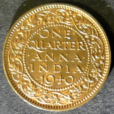 India Quarter Anna 1940 obverse 40pct.jpg