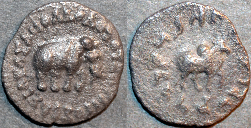 Indo-Greek Silver Hemidrachm of Apollodotos I (minted sometime 174 and 165 BCE).jpg