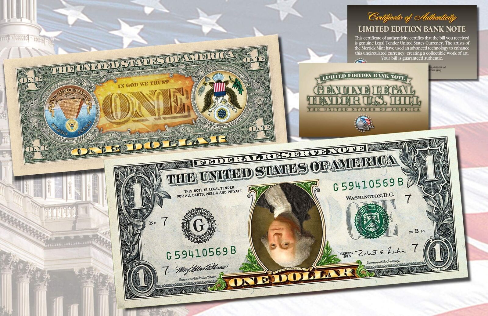 Inverted One Dollar $1 US Bill Legal Tender Colorized 2-Sided Upside Down.jpg