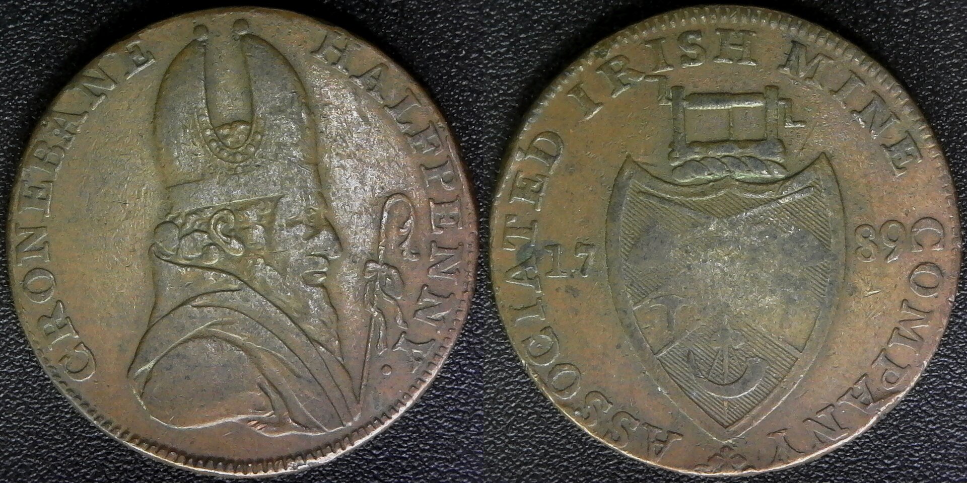 Ireland Associated Irish Mine Company Halfpenny 1789 obv a-side.jpg