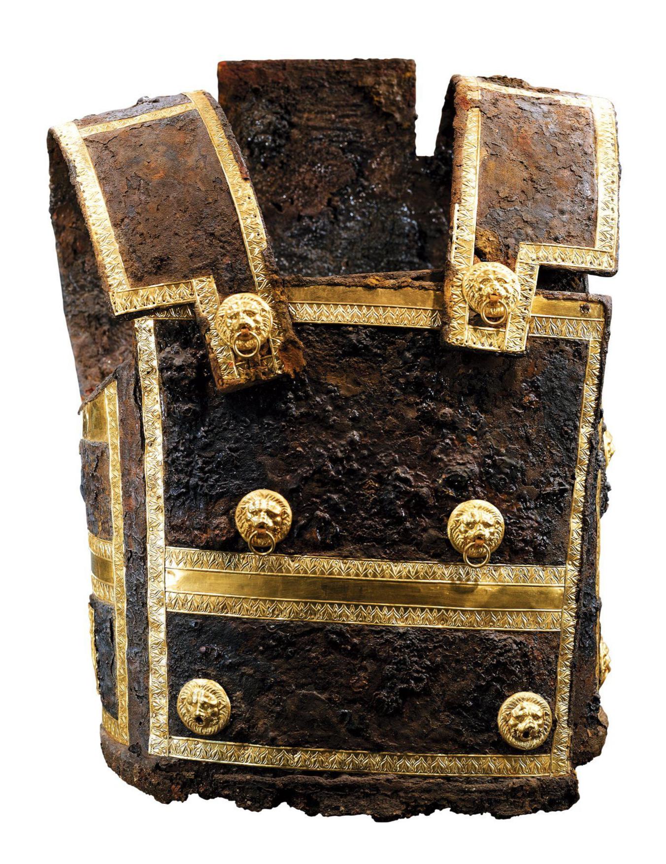Iron and gold cuirass of Philip II of Macedon, Royal Tombs of Aigai, Vergina.jpg