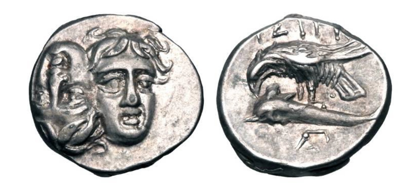 Istros - drachm - Inverted heads - Eagle attacking dolphin.jpg