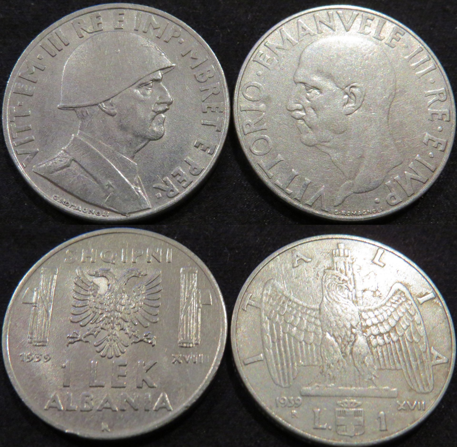 Italy 1 Lira and Albania 1 Lek 1939 copy.jpg
