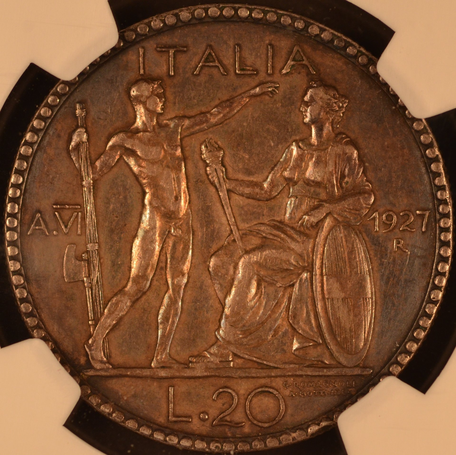 Italy - 1927 R 20 Lire - Reverse.JPG