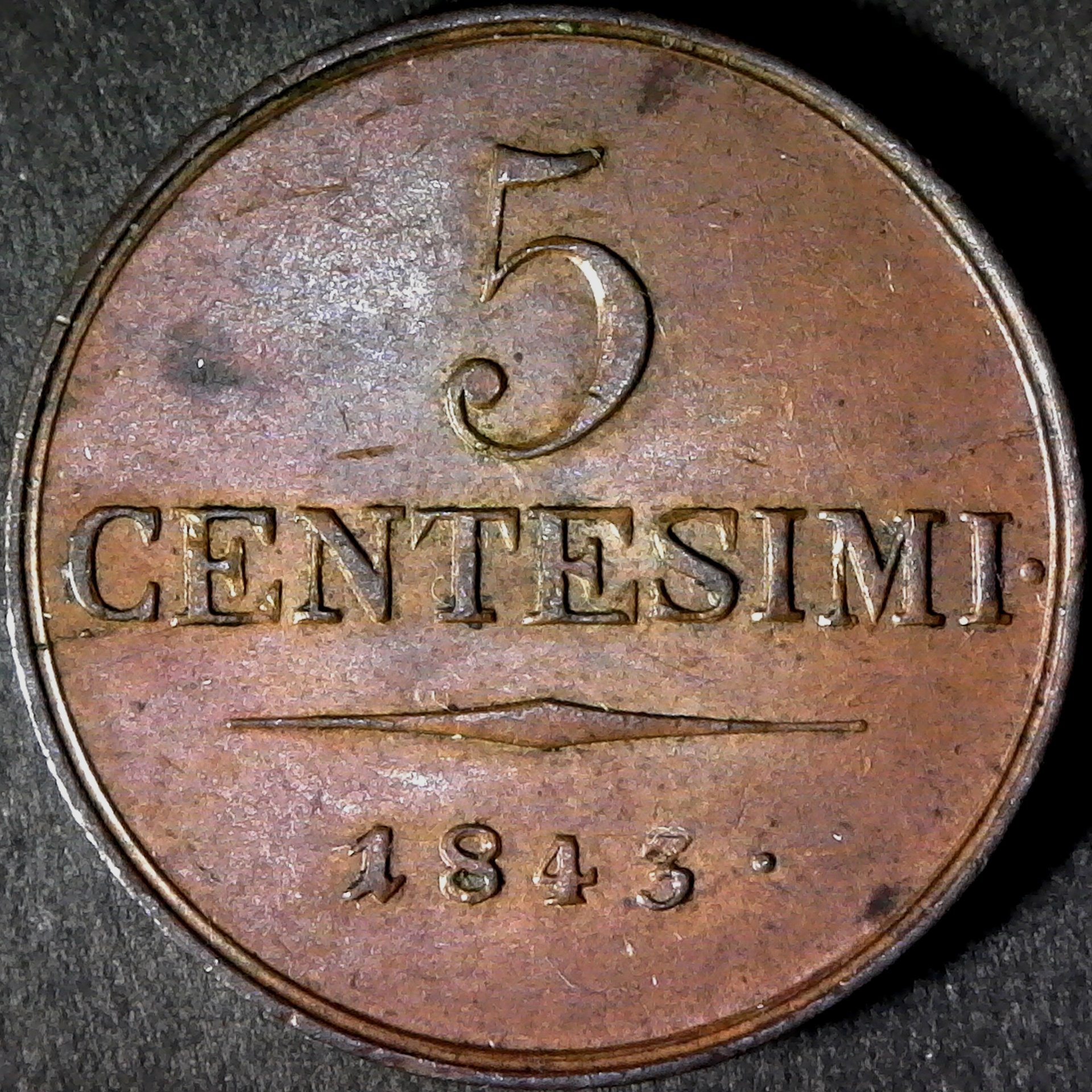 Italy Lombardy Venetia 5 Centisimi 1843 rev less10.jpg