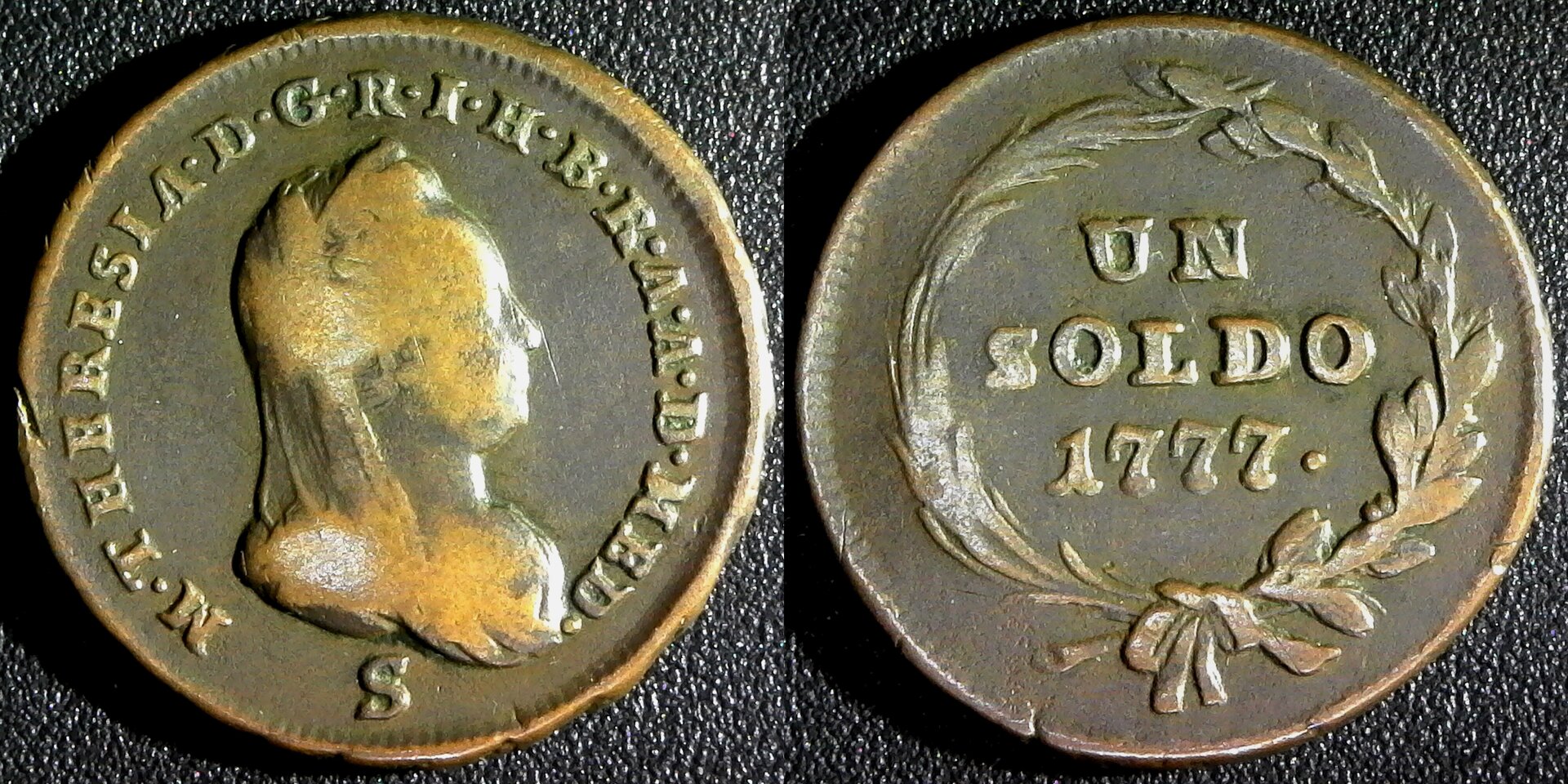 Italy Milan Soldo 1777-S Under Maria Theresa of Austria obv-side.jpg