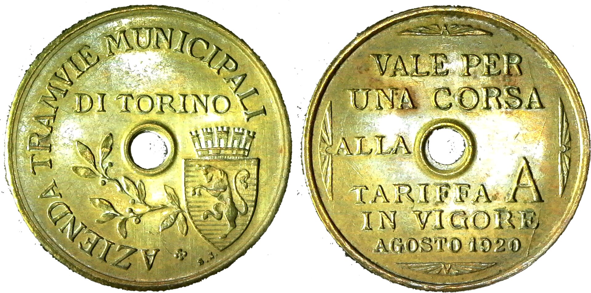 Italy Torino tram token 1920 obv-side-cutout.jpg