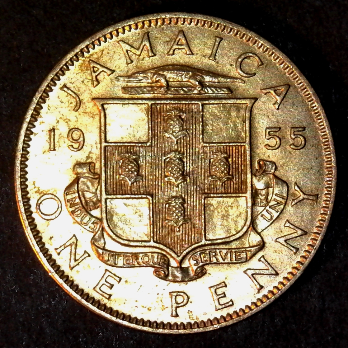 Jamaica One penny 1955 obverse less 5.jpg