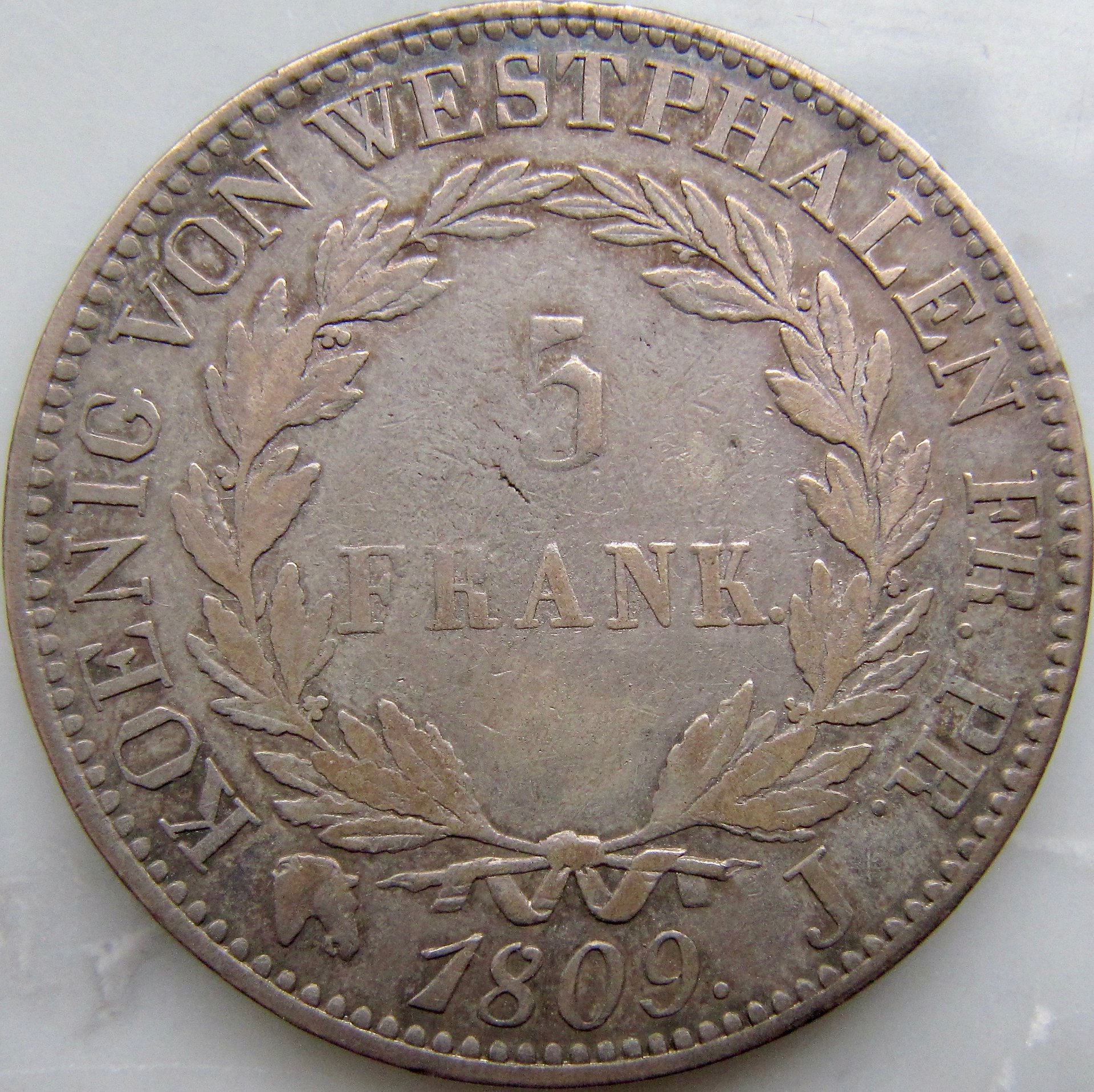 Jerome napoleon 5 Franken 1809 REV1 N - 1.jpg