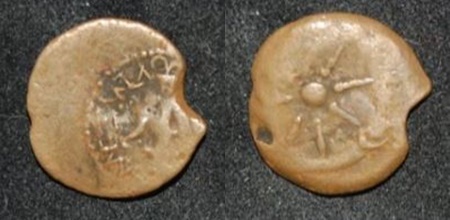 Judaea Alexander Janneaeus 103-76 BC AE Prutah Wheel  Widows Mite.jpg