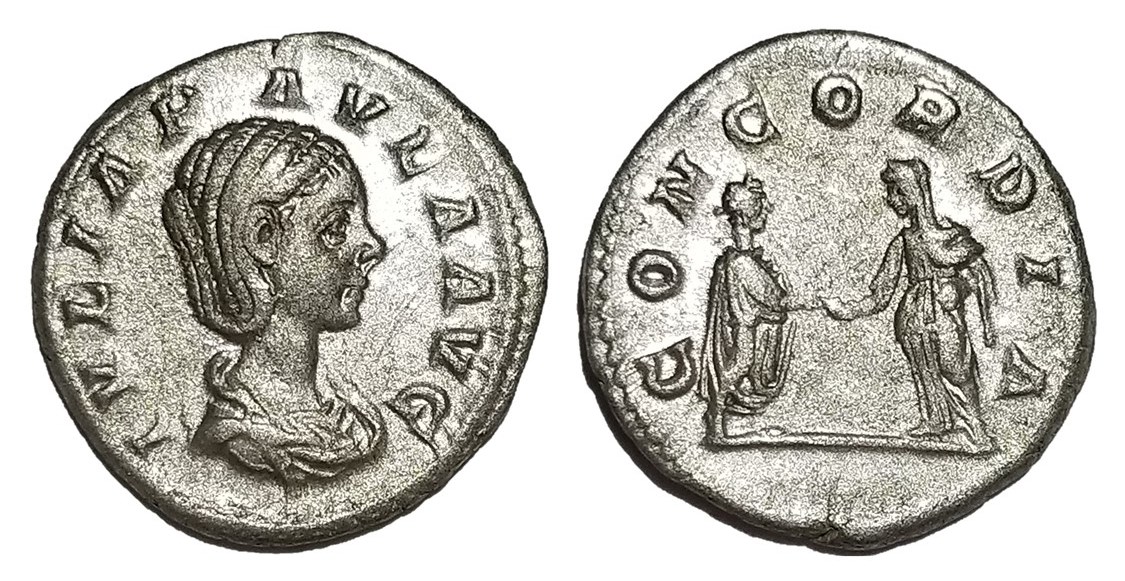 Julia Paula Concordia Emperor and Empress Denarius.jpg