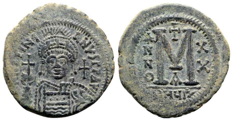 Justinian I - AE 40 Nummi - 37mm., 20.77g, 6h, Antioch Year 20 Officina A - oreo patina.jpg
