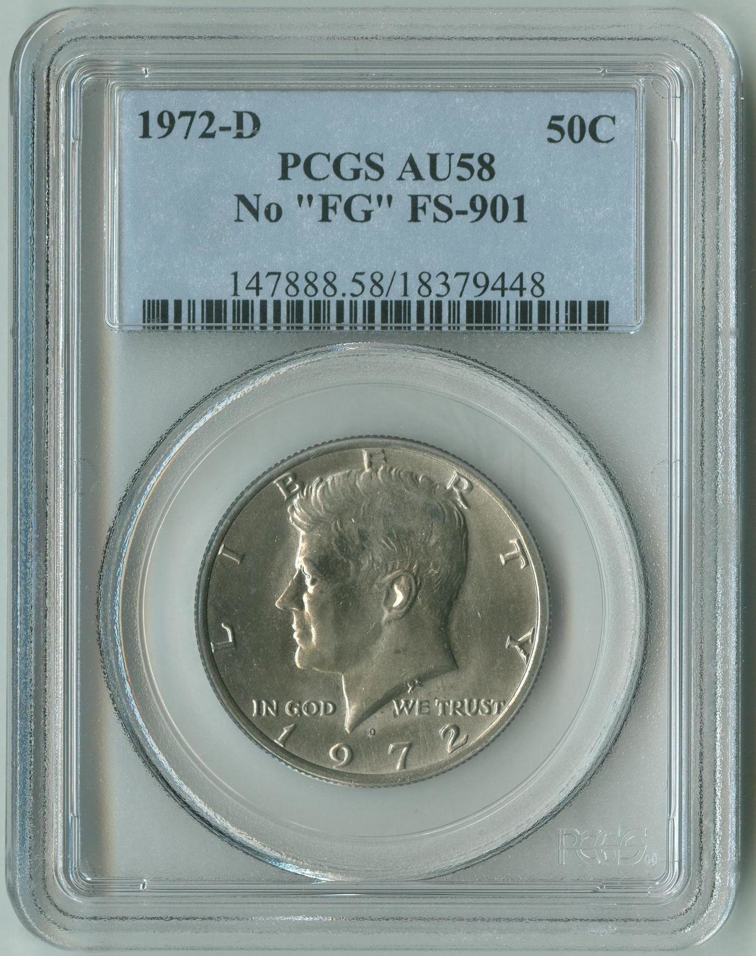 Kennedy 1972-D FS-901 NoFG 18379448 PCGS AU58 Slab Obv.jpg