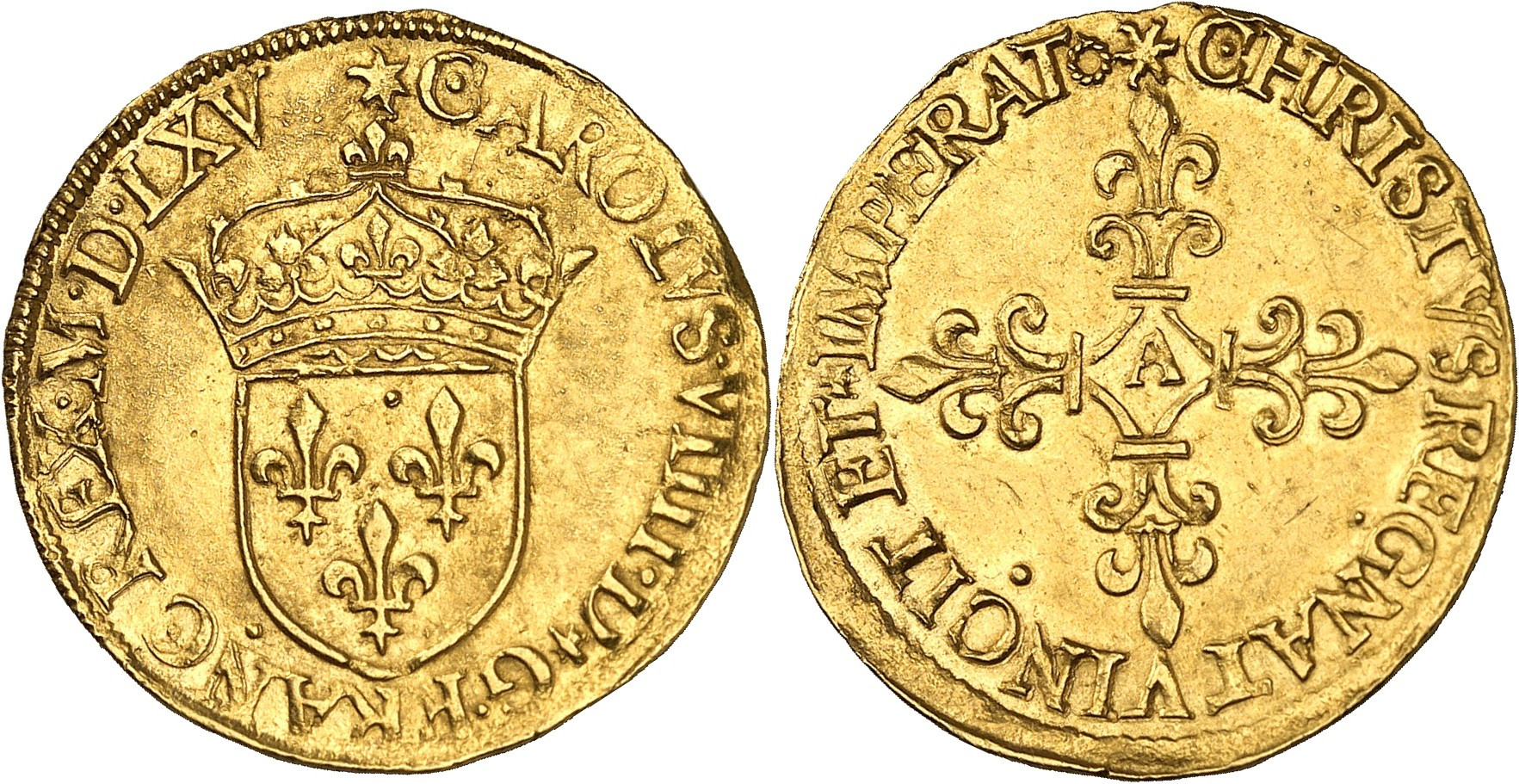 Kingdom of France Gold Ecu d'or au soleil of Charles IX (minted in Paris in 1565).jpg