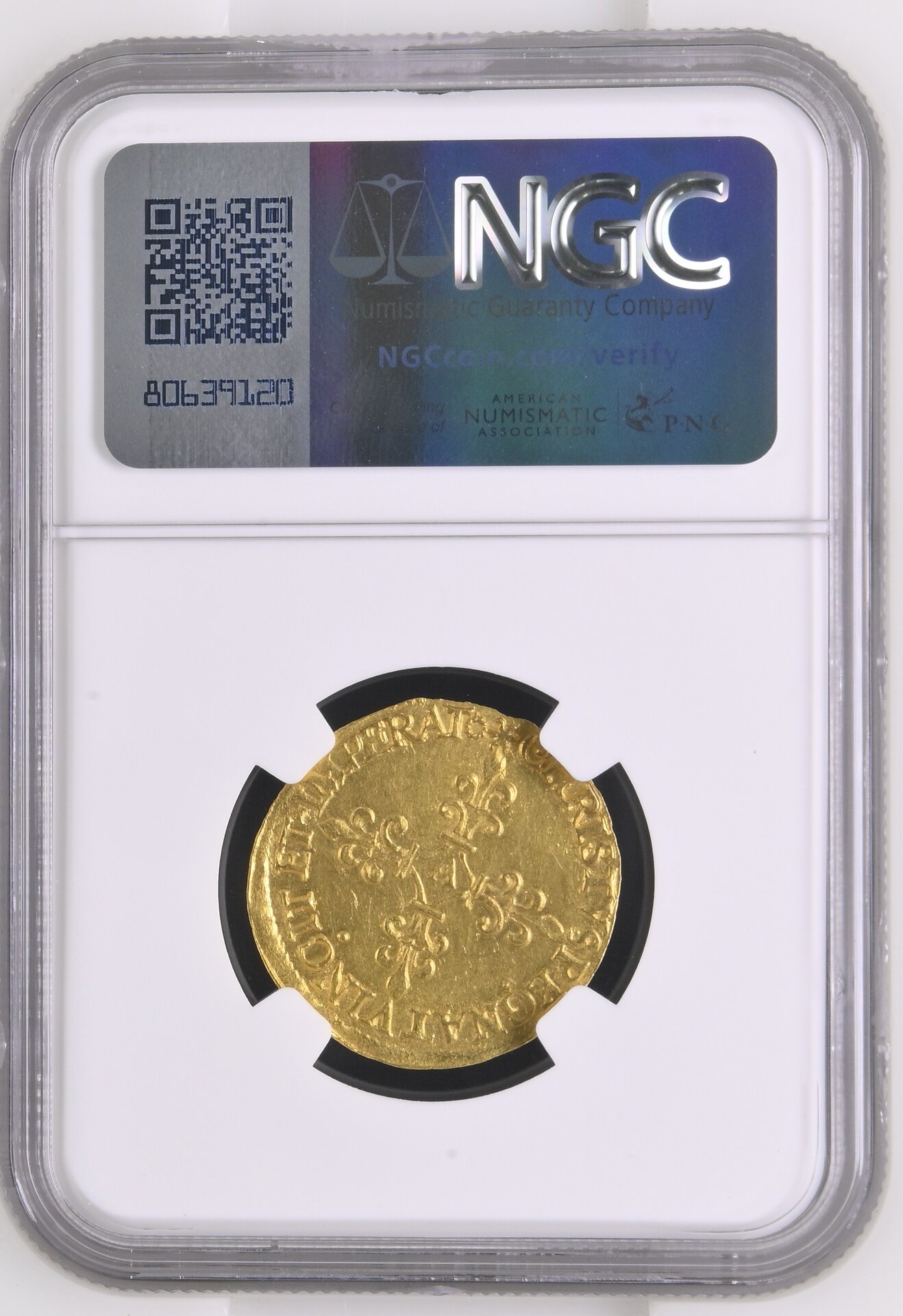 Kingdom of France Gold Ecu d'or au soleil of Charles IX (minted in Paris in 1565) - Reverse NGC.jpg