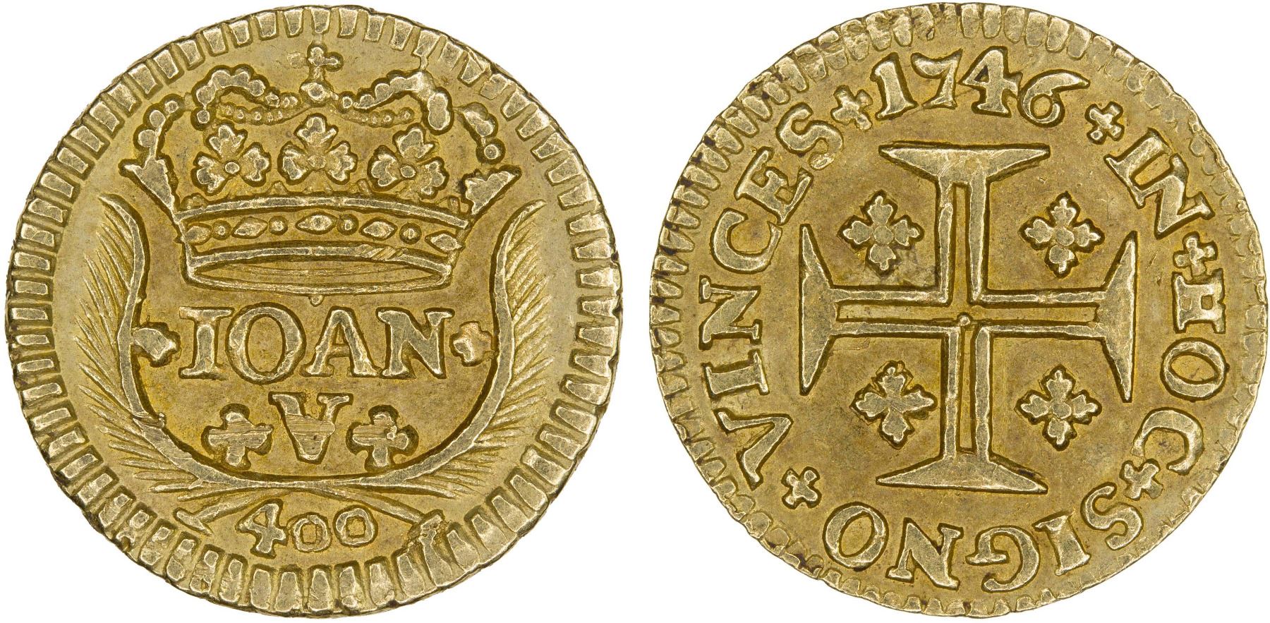 Kingdom of Portugal Gold 400 Reis of Joao V (minted in 1746).jpg