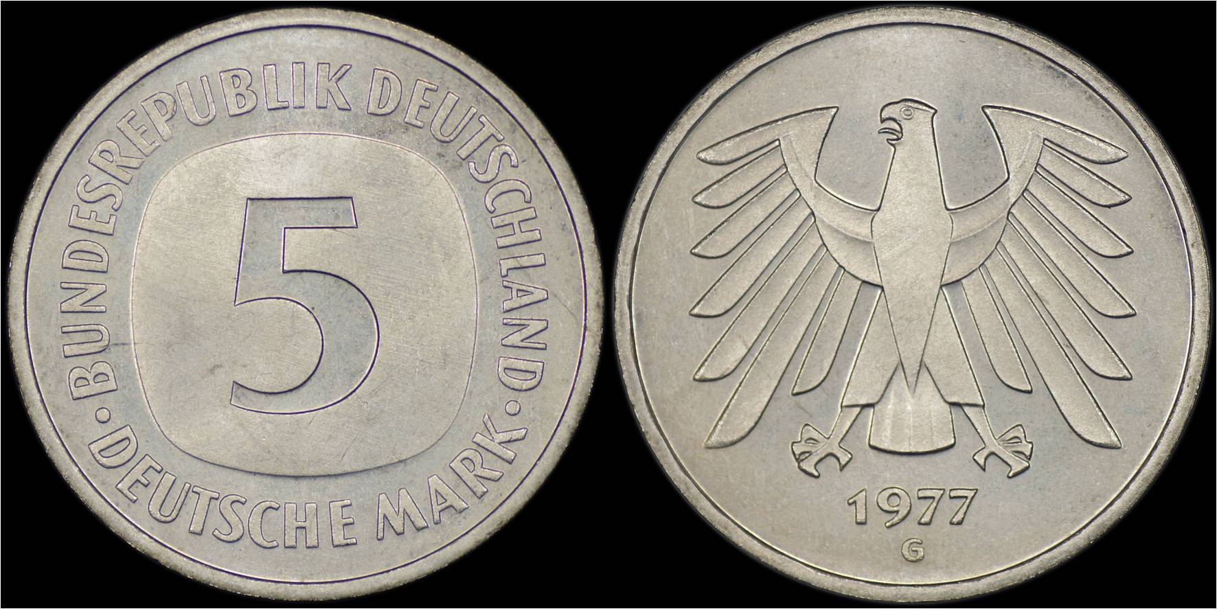 KM#140.1 Germany (Federal Republic) 5 Mark 1977G.jpg