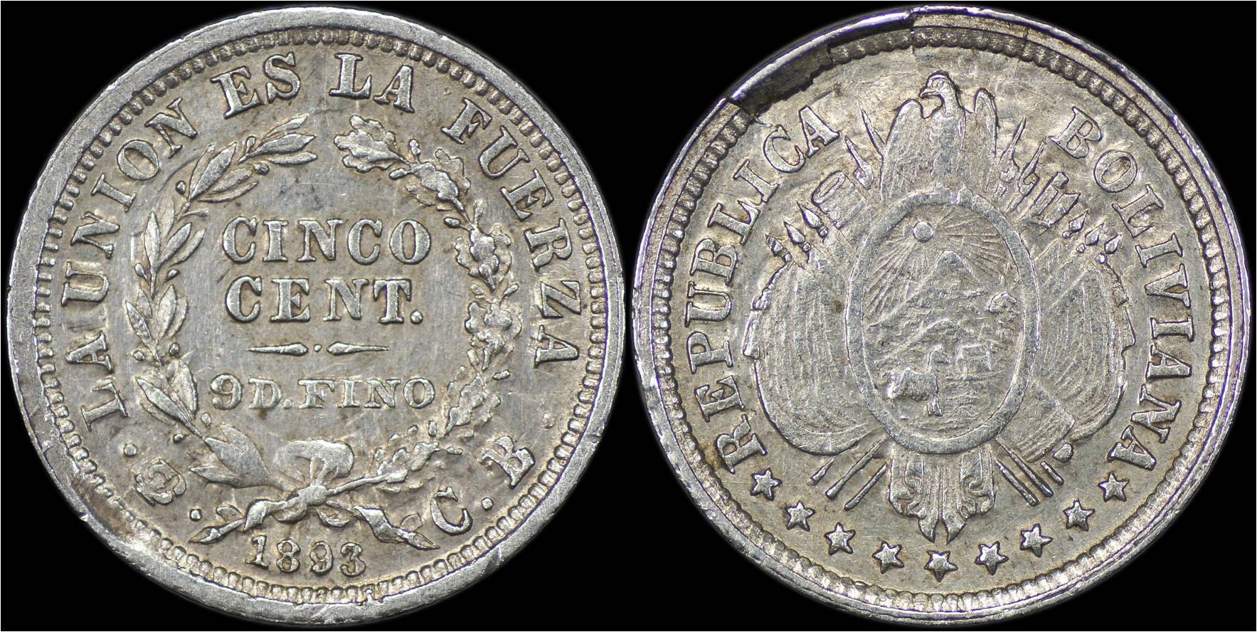 KM# 157.2 BOLIVIA  5 Centavos 1893 PTS CB.jpg