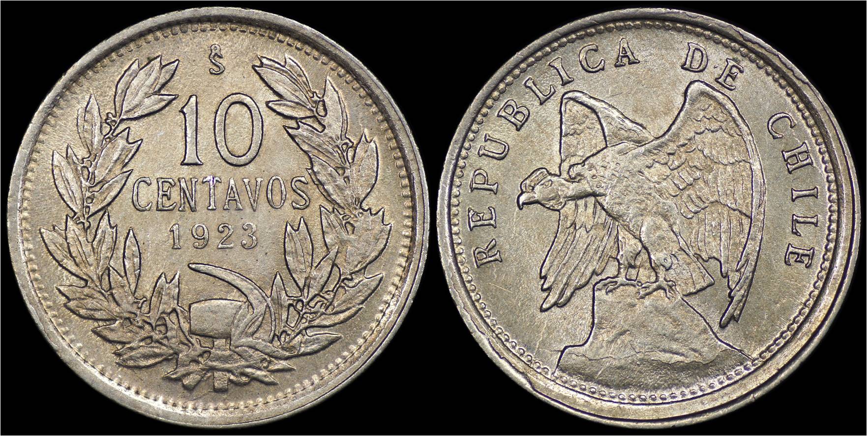 KM 166 Chile 1923 10 Centavos.jpg