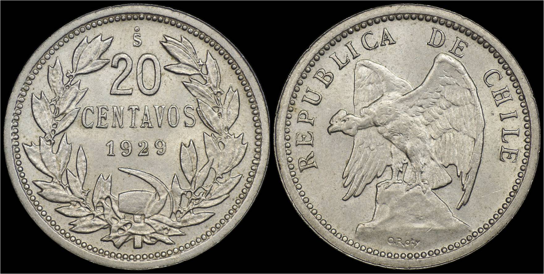 KM 167.4 Chile 1929 20 Centavos.jpg
