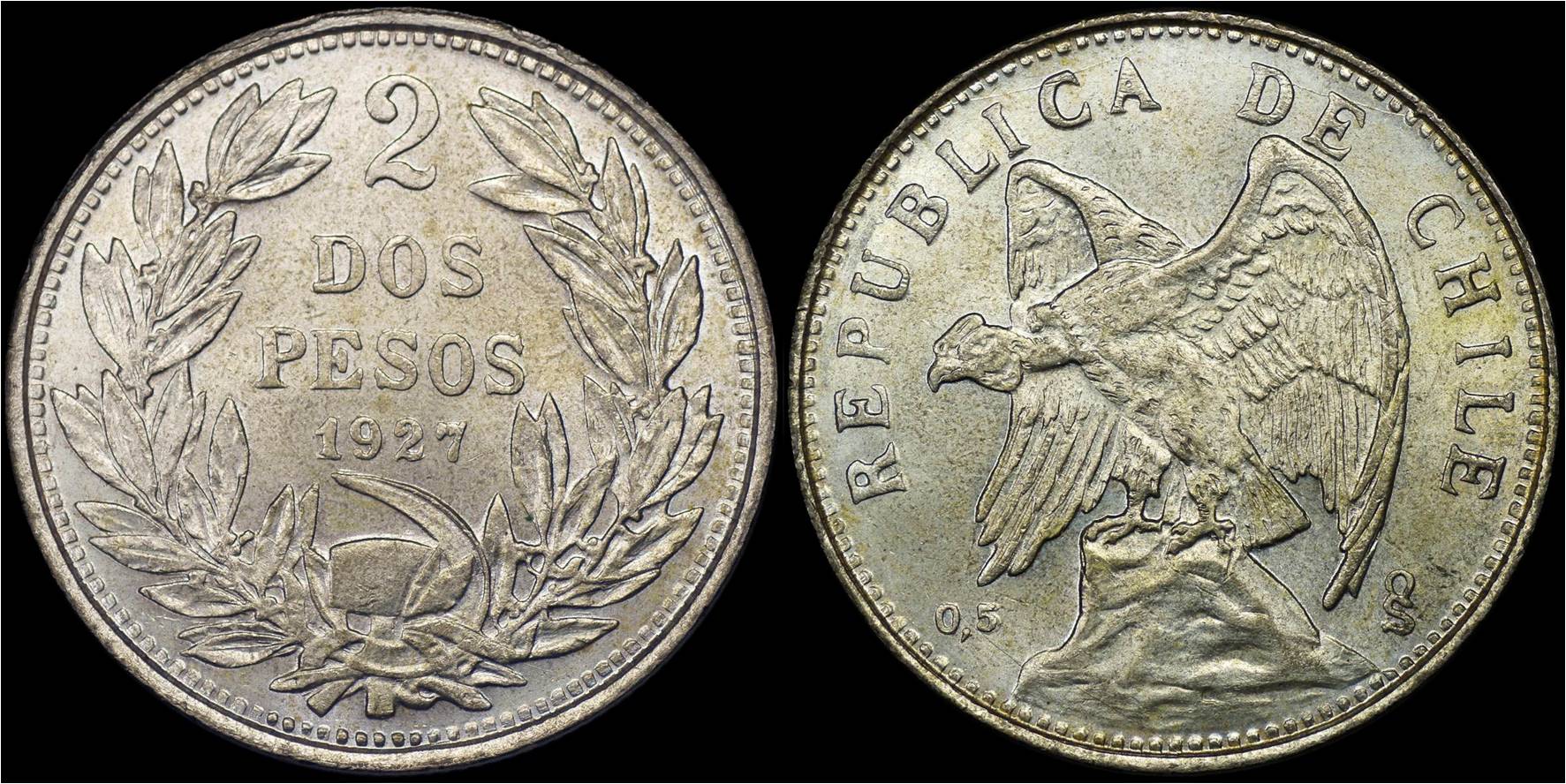 KM# 172 Chile 2 Pesos 1927.jpg