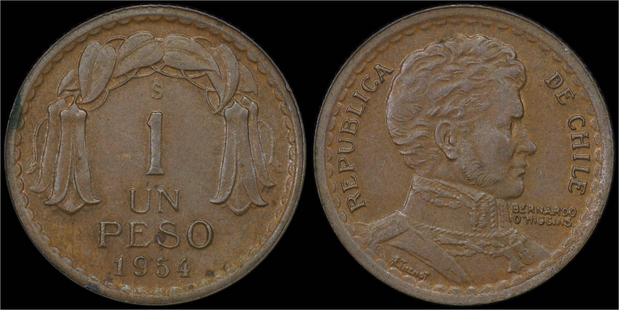 KM 179 Chile 1954 1 Peso.jpg