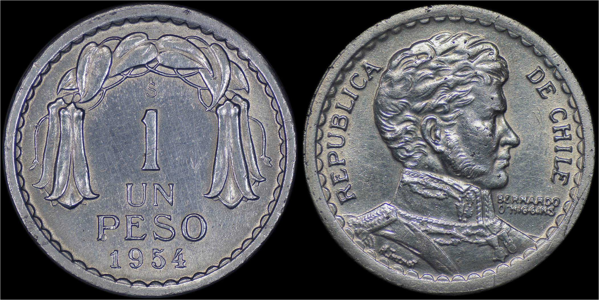 KM 179a Chile 1954 1 Peso.jpg