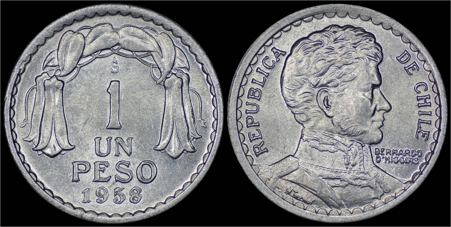 KM 179a Chile 1958 1 Peso (doubled die).jpg