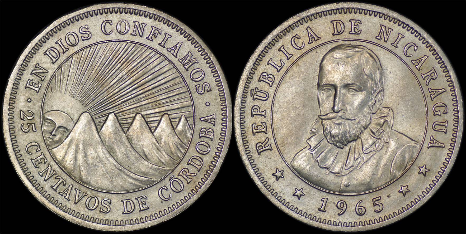 KM# 18.2 1965 NICARAGUA 25 Centavos.jpg