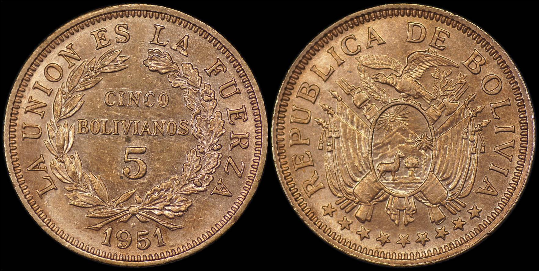 KM# 185 BOLIVIA 5 Bolivianos 1951(H) (Heaton mint).jpg