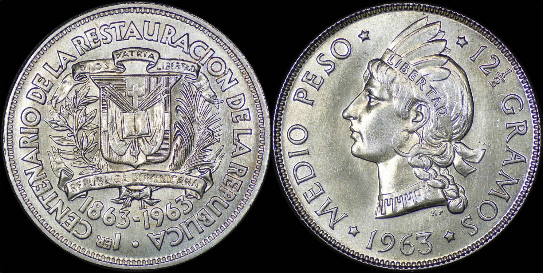 KM 29 Dominican Republic 1963 ½ Peso.jpg