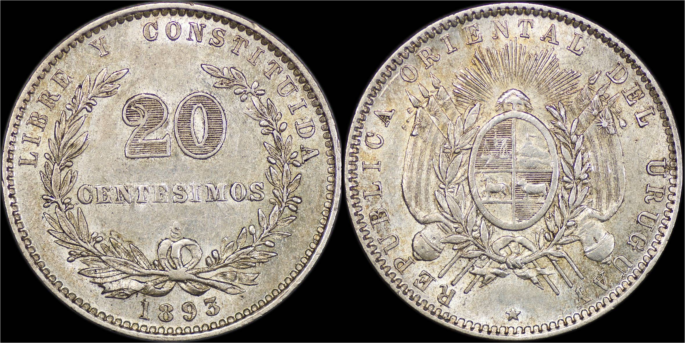 KM15 Uruguay 1893 20 Centesimos.jpg