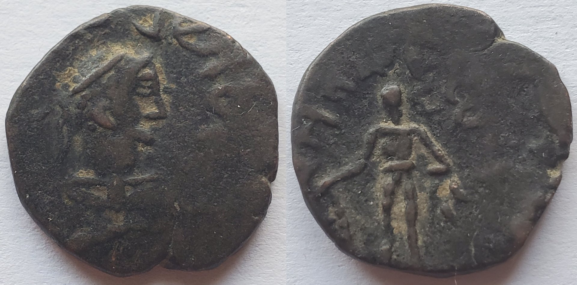Kushan Kujula Kadphises AE tetradrachm hercules.jpg