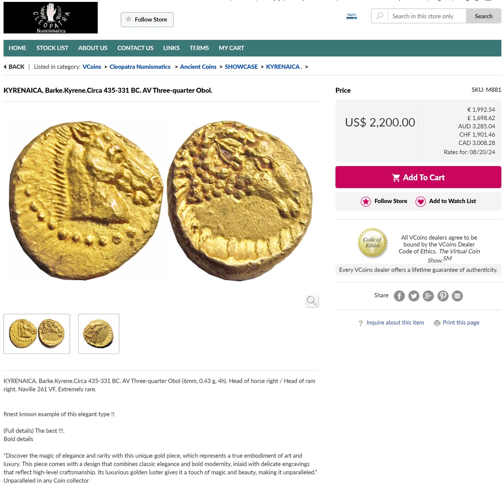KYRENAICA, Barke.Kyrene.Circa 435-331 BC. AV Three-quarter Obol._ - www.vcoins.com.jpg