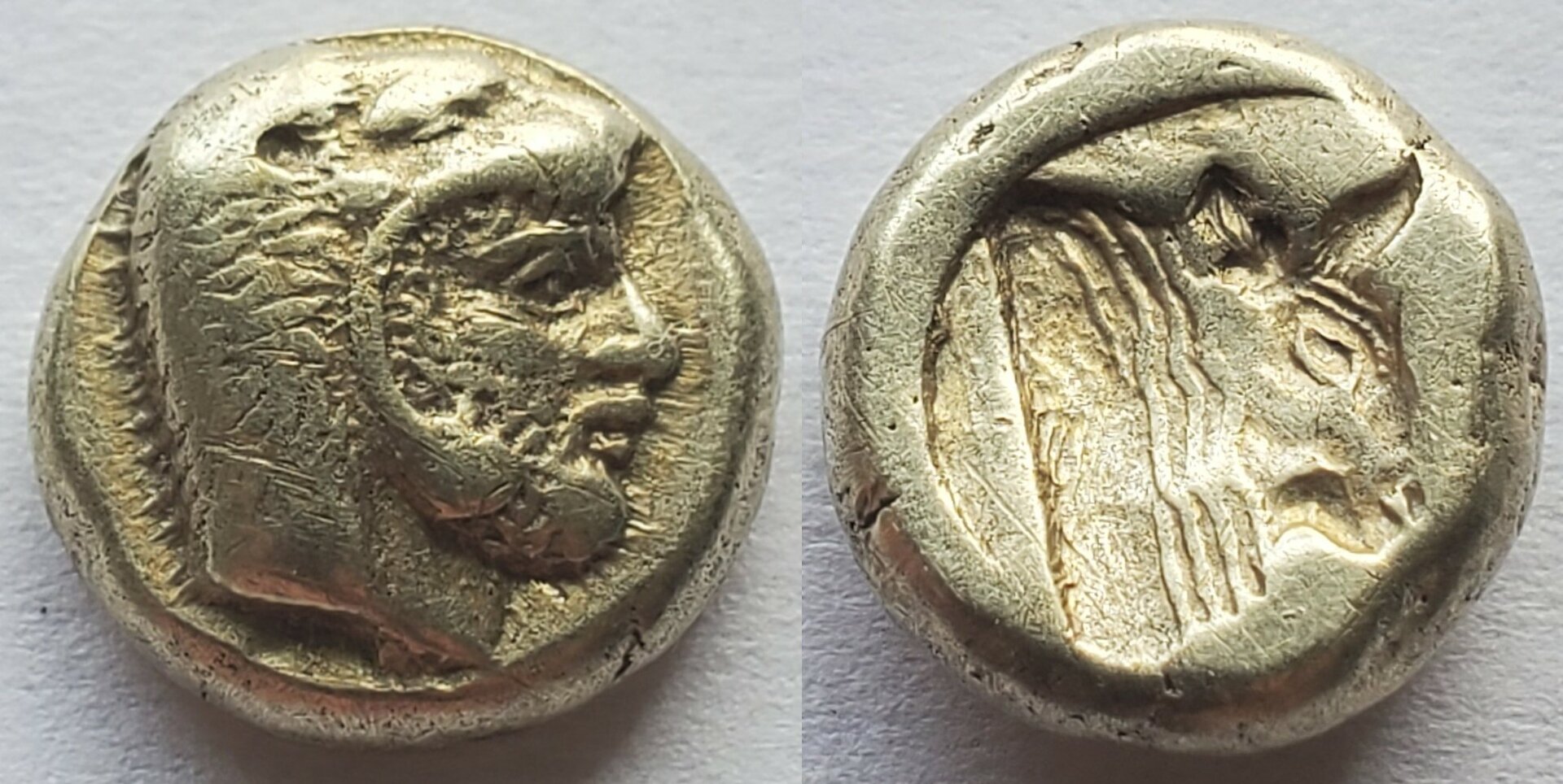 Lesbos Mytilene EL hecte Herakles Bull 478-455 BC.jpg