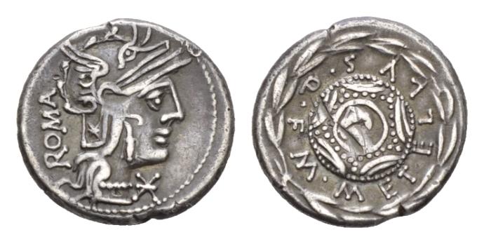 M• METELLVS•Q•F denarius Cr263.1a Nav Num 11.30.14.jpg