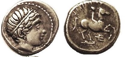 MACEDON Philip II 1-5th Stater Apollo head r - Horseman r trident below as S6691.JPG