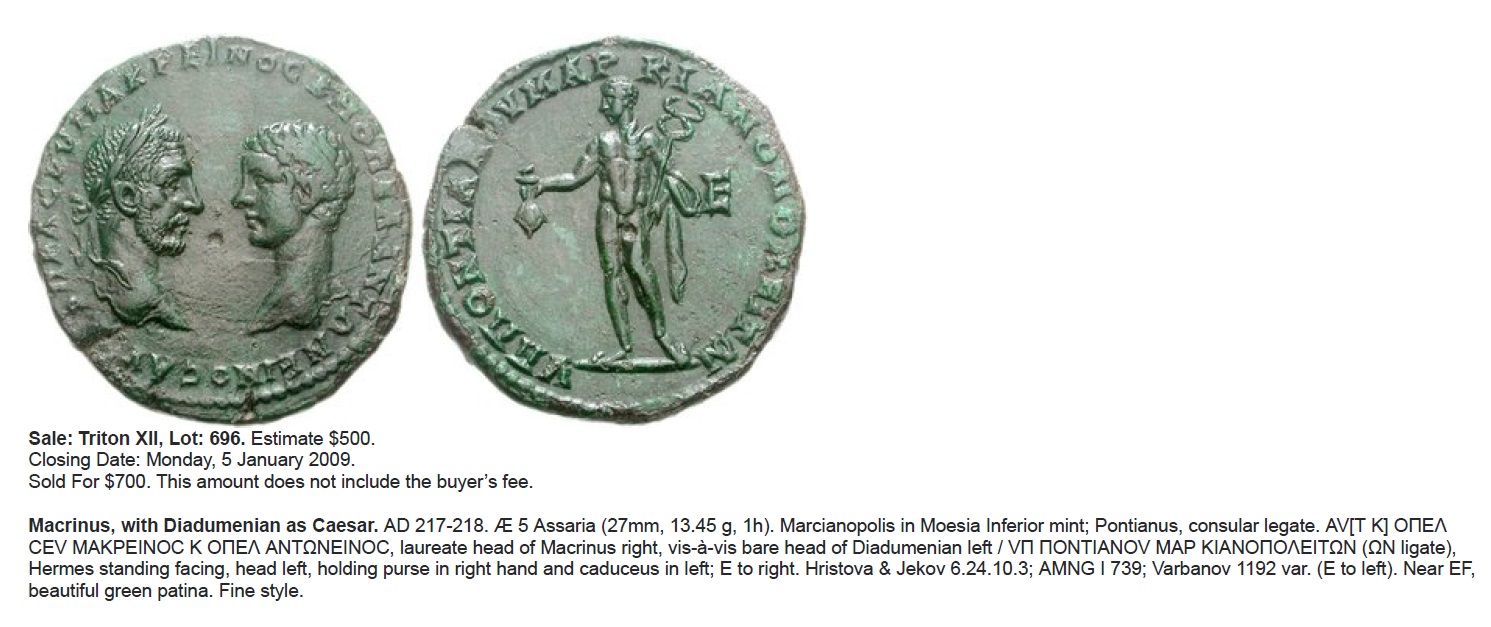 Macrinus & Diadumenian (Hermes) example sold at CNG Triton XII 2009.jpg