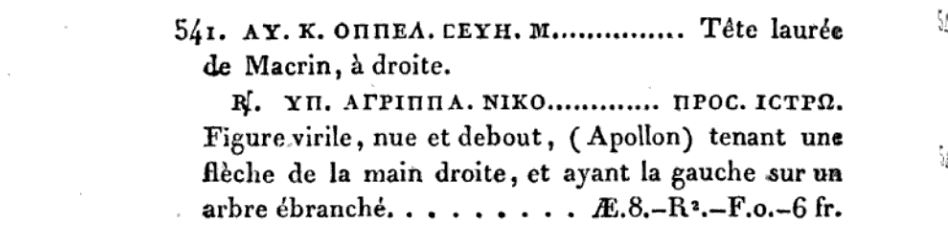 Macrinus Nicopolis Apollo Sauroktonos Mionnet listing.JPG