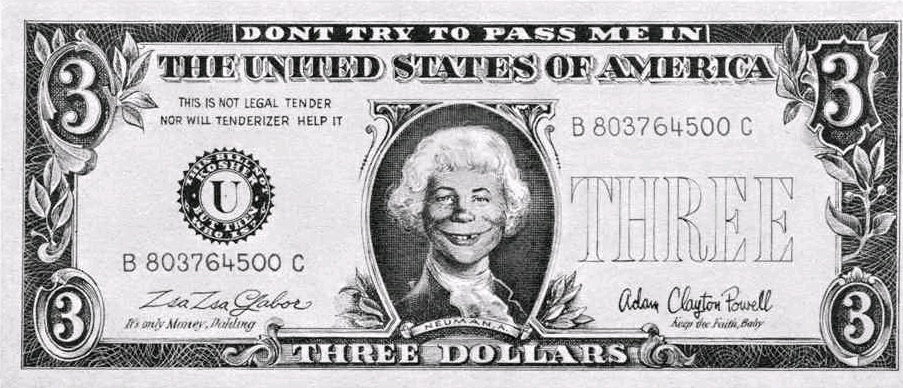Image result for three dollar bill
