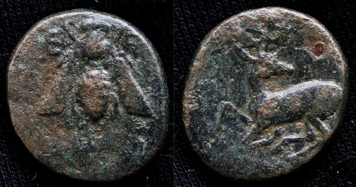 Magna Graecia – Ionien, Ephesos, AE13, Biene und Hirsch.png