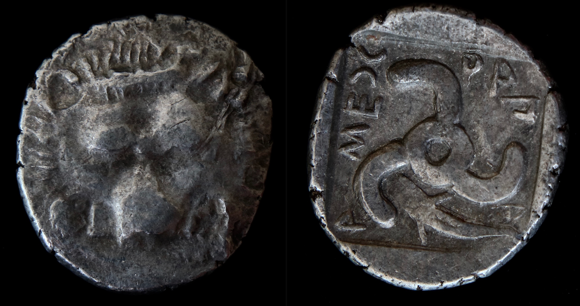 Magna Graecia – Lykien, Dynast Mithrapata, 1:6 Stater, Delfin.png