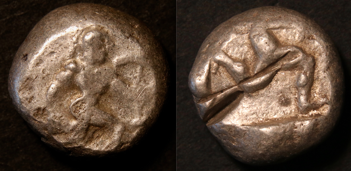 Magna Graecia – Pamphylien, Aspendos, Stater, Krieger Triskele.png
