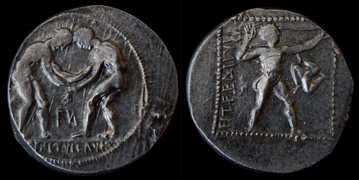 Magna Graecia – Pamphylien, Aspendos, Stater, Schleuderer:Ringer.png