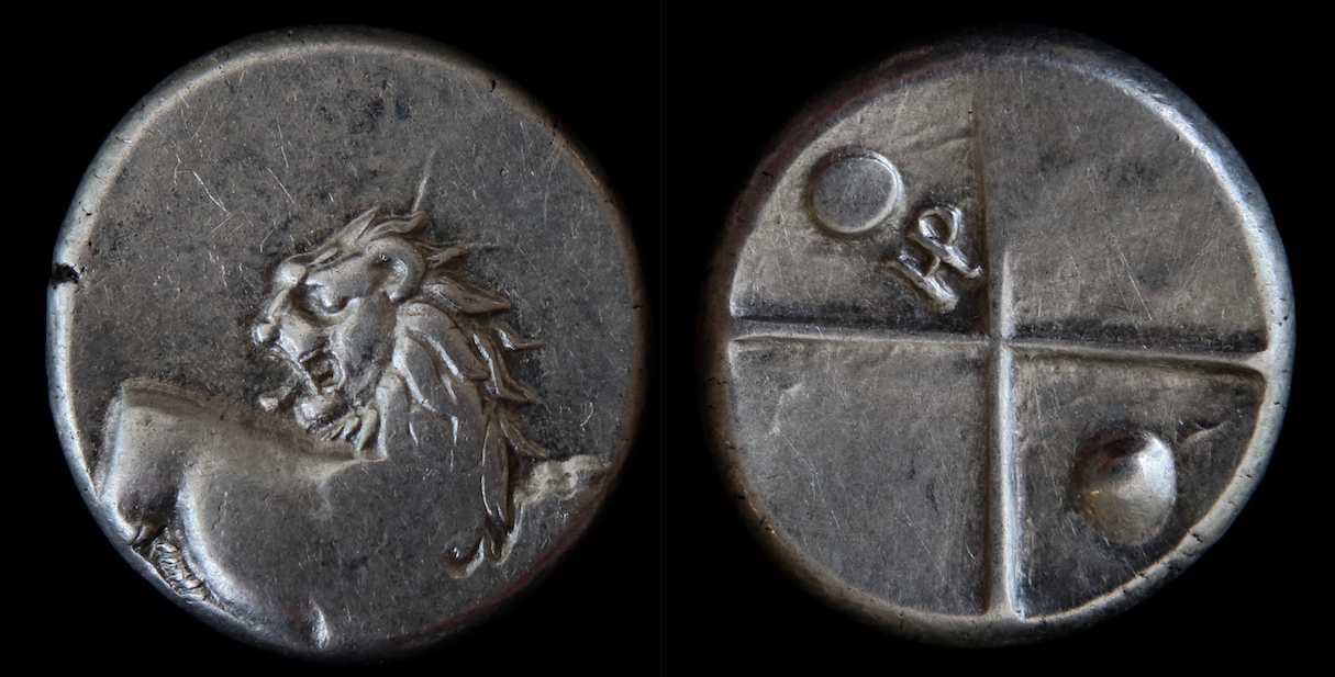Magna Graecia – Thrakien, Chersonesos, Hemidrachme, Löwenprotome und Incusum.png