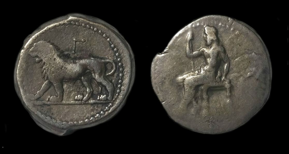 Makedon Alexander - Alexandrine Babylonia Di-Shekel LIFETIME 328-311 Baal-Lion.JPG